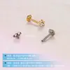 Aretes de Aleación de Titanio F136 Abanico Pequeño Hueco Incrustado con Circonita Tornillo Interno Aretes para Cartílago de la Oreja Aretes para Labio Joyería para Piercing de Titanio G23