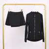 Traje de Chaqueta Lulu con Cuello Alto y Falda de Tres Pliegues Traje Deportivo de Fitness Falso de Dos Piezas Falda de Tenis Elástica Anti-Exposición Todas las Estaciones