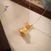 Loja de ouro Puzuo com borla de ouro de areia moeda bolsa da sorte colar olho de gato feminino estilo chinês estilo nacional temperamento moda corrente da clavícula