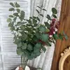 Planta Artificial Verde de Eucalipto de 5 Ramas Hoja de Dinero de Eucalipto Individual Esqueje Decoración para el Hogar Arreglo Floral DIY Hojas de Planta Verde