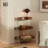 Mesa Lateral Acrílica Transparente de Gama Alta para Uso Doméstico, Estilo Minimalista, Mesa de Esquina Transparente para Sala de Estar, Dormitorio, Gabinete de Almacenamiento de Mesita de Noche, Popular en Línea