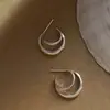 Pendientes de Luna con Diseño de Nicho Estilo Coreano, Línea Cóncava y Convexa, para Mujer, Exquisitos y Versátiles, Pendientes Simples y Elegantes