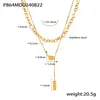 Design de Nicho Sensação de Luxo Leve Ins Tendência Pingente de Feijão de Acácia Aço Inoxidável Banhado a Ouro Real 18k Quadrado Marca Camada Dupla Colar para Mulheres