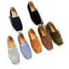 Mocasines de lona retro británica de ante KT slip-on transpirables ligeros zapatos casuales para hombre para el uso diario