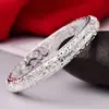 Pulsera Estilo Palacio Guochao para Mujer Pulsera de Cobre Blanco Chapada en Plata Moneda Hueca Tallada Fu Lu Shou Pulsera de Madre