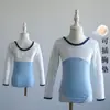 Roupas de Dança para Crianças Roupas de Treino Meninas Outono e Inverno Novo Manga Longa Costura Veludo Body Dança Chinesa Dança Folclórica Ballet