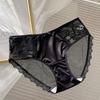 Novedad Color Contrastante Seda de Hielo Transparente Estilo Palacio Sexy Calado Bragas para Mujer con Diseño de Alta Gama y Entrepierna de Algodón