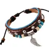 Comércio exterior exportação joias bijuterias atacado Novo bracelete de couro de vaca com miçangas bracelete vintage bracelete de couro de vaca