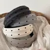 Faixa de Cabelo Versátil com Coração Aveludado e Bolinhas em Relevo, Larga com Alta Pressão na Coroa, Novo Presilha de Cabelo, Acessório de Cabelo