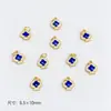 Plata S925 Plata Pura Chapado en Oro Incrustado Lapislázuli Natural Trébol de Cuatro Hojas Relleno de Oro Colgante Accesorios para Pulsera DIY