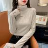 Camisa de terciopelo con cuello medio alto para mujer, nueva camiseta de manga larga gruesa de estilo occidental, top ajustado para otoño e invierno