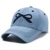 Bow Cap Mulheres Nova Primavera e Verão Estilo Coreano All-match Ins Washed Old Denim Sunscreen Baseball Cap Trendy