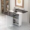 Mesa de comedor plegable para uso doméstico en apartamentos pequeños, simple, multifuncional, móvil con ruedas, adecuada para propiedades de alquiler, mesa de comedor pequeña rectangular