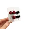 Pasador de Pelo Estilo Coreano con Perla Roja y Frijol Flockeo Pinza para Flequillo Cabello Suelto Pinza Lateral Suave Lindo Dulce Accesorios para el Cabello de Niña Tocado para Mujer Nuevo Estilo