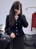 2025 Início da Primavera Novo Vermelho Seda Brilhante High-End Suéter Externo Cardigã Tricotado Slim Decote V Francês Top Feminino