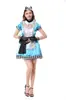 Festa de aniversário de Halloween para pais e filhos sessão de fotos vestido xadrez azul fantasia COS vestido de empregada no país das maravilhas