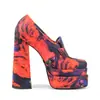 Nuevos Zapatos Gruesos de Primavera y Verano para Mujer Europeos y Americanos Yuantong 2025 Tacones Altos Doble Plataforma Moda Coloridos No Devolubles Microfibra