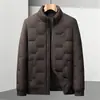 Jaqueta de Penas Masculina 2026 Outono/Inverno Gola Alta Tricotada Versão com Zíper Jovem Luxo Casual Quente Curta Jaqueta de Penas