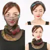Bufanda para Colgar en Oreja de Seda Dorada para Mujer Primavera y Verano Versátil Protector Solar Manga para Cuello Velos Cubre Cuello Multifuncionales Bufanda de Seda Pequeña Variada de Cuello Alto