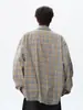 Camisa de manga larga a cuadros vintage azul marino para hombre, estilo otoño, camisa de trabajo casual y elegante, talla grande, chaqueta con cuello