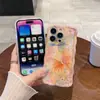 Pintura al Óleo Luz Azul Mariposa Dorada Adecuado para Apple 16Promax Funda Giratoria para Teléfono Iphone15 Coreana 14/13/12