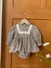Jennybebe2026 Ropa Nueva de Otoño para Bebés Niñas, Elegante Vestido Mameluco a Cuadros con Adorno de Encaje