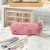 Estojo de Lápis Rosto Sorridente Estilo Veludo Bolsa de Armazenamento Resistente a Manchas Grande Capacidade Simples e Durável Estojo de Lápis para Estudante