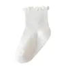 Calcetines plisados para niños, Calcetines antideslizantes para bebé, Lindos calcetines plisados de algodón con borde de lechuga, Calcetines cortos para bebé y niña pequeña