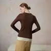 Top Básico de Cuello Redondo Falso de Dos Piezas, Casual y Sencillo para Mujer, Camiseta de Manga Larga de Capa Interior Ajustada, Suéter de Punto Versátil con Bloques de Color