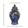 Jarrón de Jingdezhen con Patrón de Dragón Azul y Blanco Chapado en Oro y Pintado con Oro, Jarrón Cerámico de Lujo Ligero Estilo Chino Nuevo, Pieza Decorativa para Arreglo de Flores de Sala de Estar