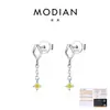 Pendientes de Plata de Ley S925 con Moissanita Color D MODIAN para Mujer Diseño de Nicho Pendientes Largos Colgantes Geométricos Simples