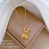 [Aço titânio corpo inteiro] Urso tridimensional temperamento personalidade estilo minimalista colar de ouro real em forno feminino ins corrente de clavícula