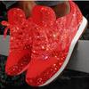 Novidade de Outono Sapatos Casuais Bordados Europeus e Americanos Transfronteiriços para Mulheres Respiráveis Strass Tamanho Grande Sapatos Esportivos de Solado Grosso Tendência