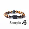 Pulsera con Cuentas de Piedra Natural Zodiacal de Amazon Transfronteriza Doce Signos del Zodiaco Ojo de Tigre Piedra con Imagen Pulsera Venta al por Mayor
