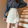Saia Curta Feminina de Couro PU, Moda Nova Primavera e Outono 2026, Zíper, Slim, Cintura Alta, Saia-Calça Evasê