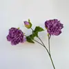 Simulação 3 cabeças fada pêssego peônia fabricantes 3 cabeças peônia auspiciosa peônia vermelha casamento decoração de casa flores artificiais atacado