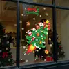 Adesivos de Janela de Natal Foguete Árvore de Natal Desenho Animado Papai Noel Animais Adesivos Eletrostáticos para Vidro Dupla Face Mesma Cor Vitrine