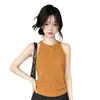 Top de tirantes de punto naranja para mujer, único y hermoso, ajustado, adecuado para el verano, con diseño calado y sin mangas