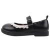 Sapatos Doces de Estudante Estilo Japonês com Renda Sapatos Pequenos de Couro Primavera & Outono Bico Redondo Fivela Sapatos Mary Jane Sapatos de Salto Baixo Raso