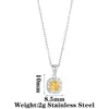Collar Colgante de Acero Inoxidable Estilo Retro Lujo Ligero Girasol Circonia Cadena para Clavícula Cuadrado Ovalado Piedras Preciosas Multicolor para Mujer