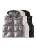 Ropa para Mujer Transfronteriza Estilo Europeo y Americano 2025 Popular Tecnología Brillo Chaqueta de Plumas Invierno Engrosada con Capucha Chaleco de Algodón