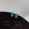 Aretes de Botón de Diamante Azul de Diseño Nicho Coreano para Mujer, Aretes de Diseño de Alta Gama, Aretes Personalizados de Moda