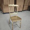 Silla Taburete de Banquete de Boda de Restaurante de Hotel Estilo Europeo con Respaldo Suave Corona Napoleón Bambú Chapado en Oro con Respaldo Alto