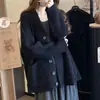 Abrigo tipo suéter para mujer, nuevo estilo otoño/invierno, corte holgado, color liso, estilo coreano, casual y favorecedor, versátil para usar en capas, top de punto, blanco