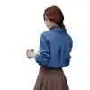 Toma Real de Tesoros Vintage~ Camisa de Mezclilla Azul Vintage Tipo Algodón para Mujer, Top Chaqueta Holgado Casual Versátil, Otros