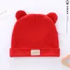 Gorro de Punto Espeso con Forma de Oreja para Recién Nacidos, Regalo para Recién Nacidos, Clase A, Rojo Brillante, Gorro de Bebé para Primavera y Otoño