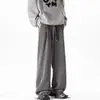Pantalones Casuales Estilo Perezoso de Raya Diagonal para Hombre Verano 2026 Nuevos Pantalones de Pierna Ancha Rectos Sueltos Versátiles de Peso Pesado Americanos