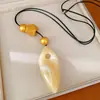 Collar de cuentas redondas de resina y madera con forma de gota de agua, simple y elegante, casual y versátil, cadena para suéter, accesorio de lujo ligero de alta gama
