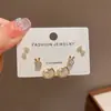 Conjunto de 3 peças de brincos da moda clássica versátil requintado japonês e coreano com um design minimalista e elegante