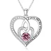 Collar con colgante de corazón de plata de ley S925 Corazón Eterno transfronterizo europeo y americano para mujer, piedra de cumpleaños doce, moda, todo-partido